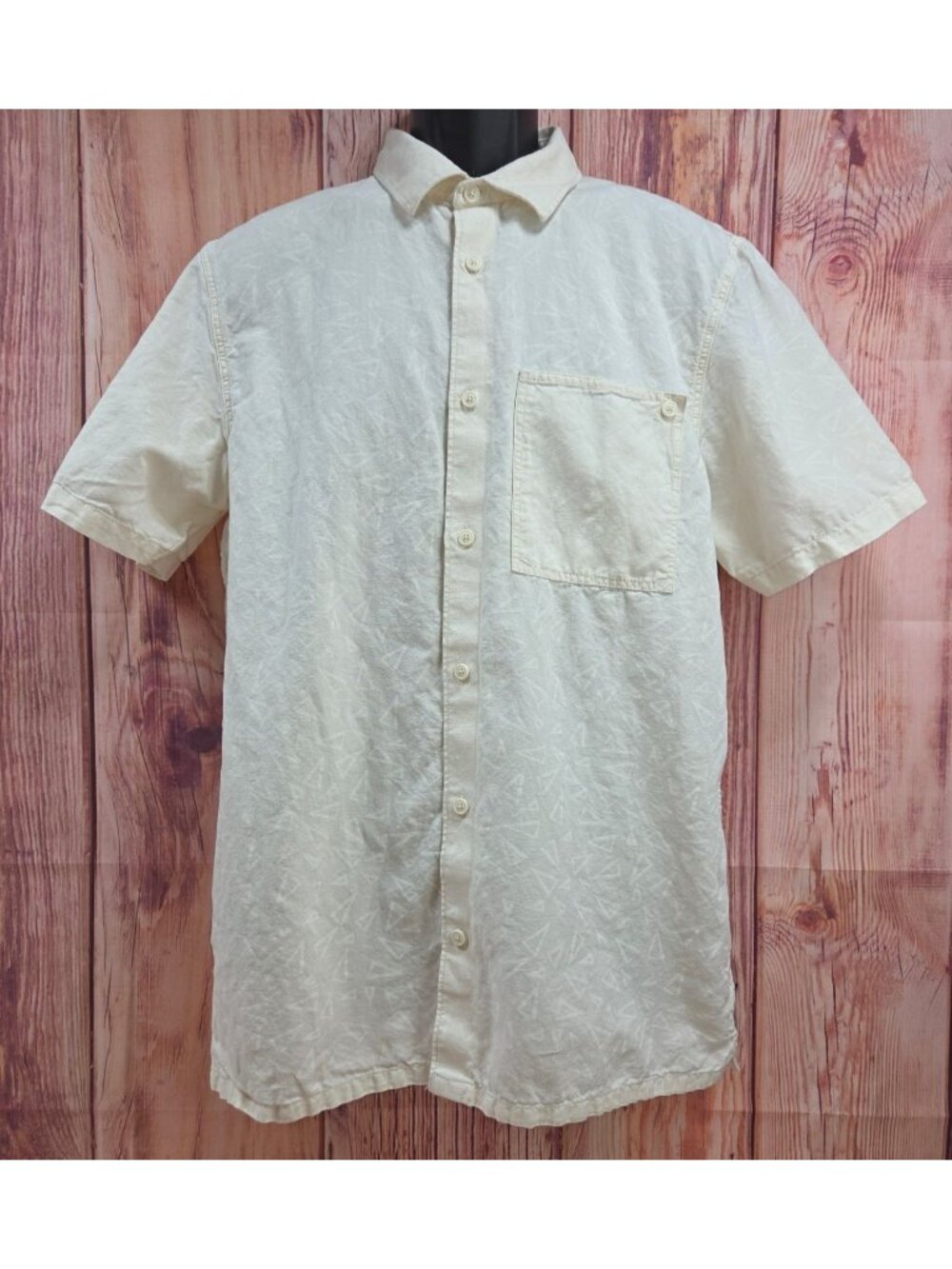 Vans Pilgrim Surf-Supply Mens White Short Sleeve Shirt Large - Geometric Pattern